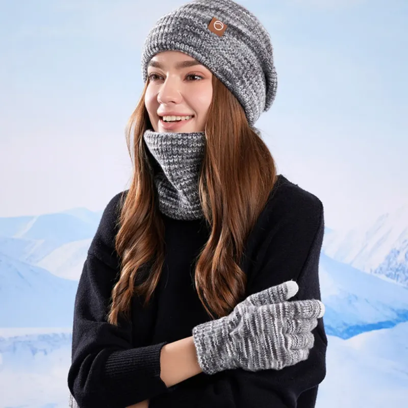 Winter Beanie Scarf Gloves 3pcs Set 6