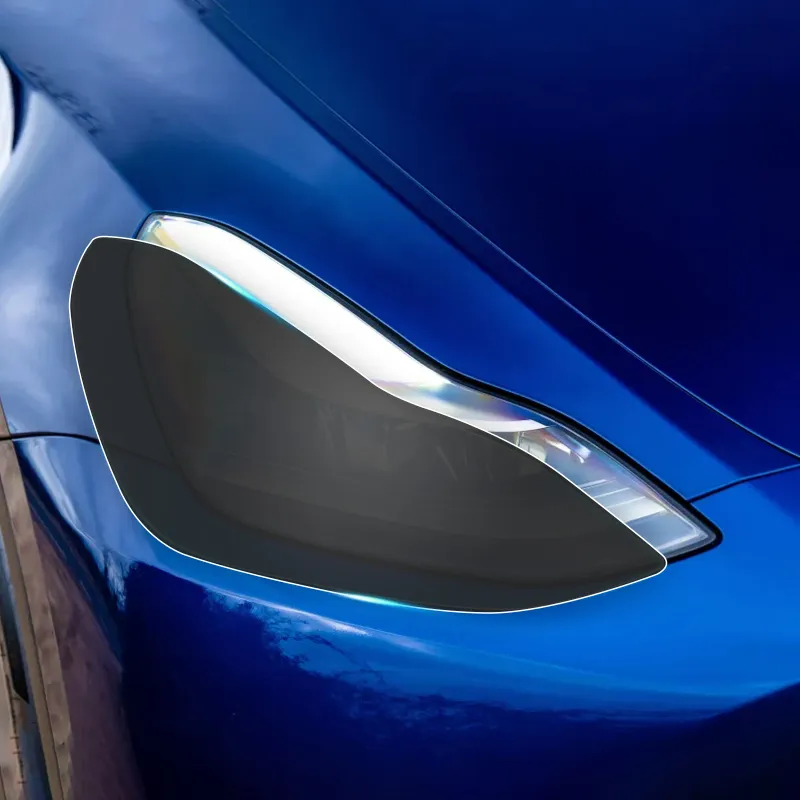 Smoked Tesla Headlight PPF Film 1