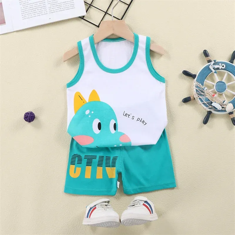 Cartoon Lion Kids Vest Shorts Set 4