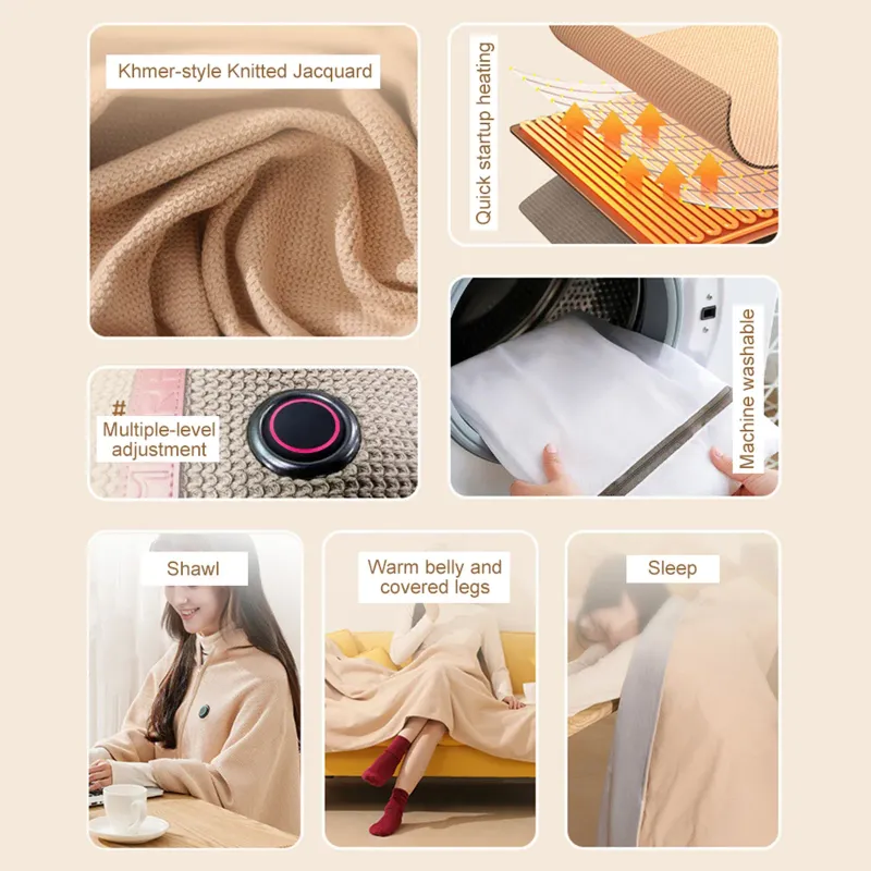 USB Heated Blanket Shawl Wrap 5