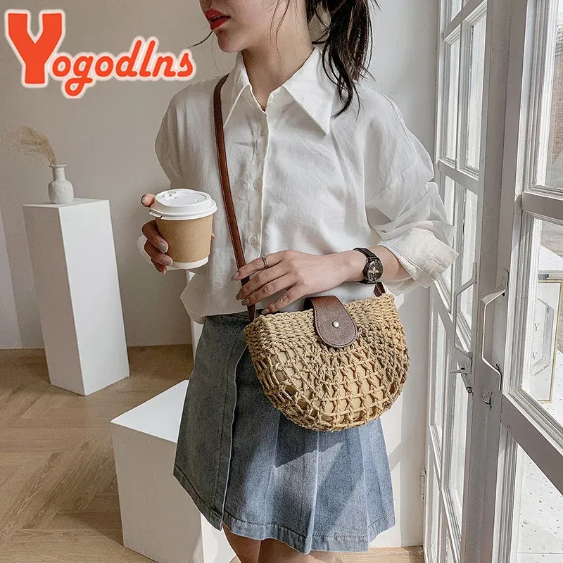 Yogodlns Summer Straw Crossbody Bag 4