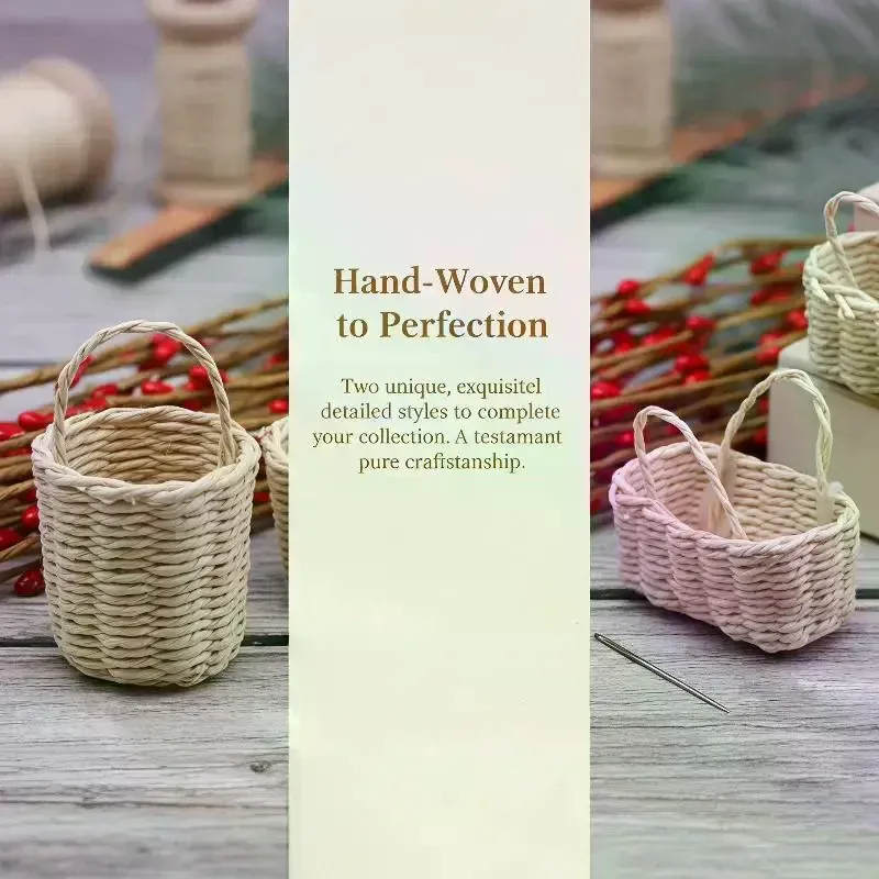 Mini Handwoven Straw Storage Basket 2