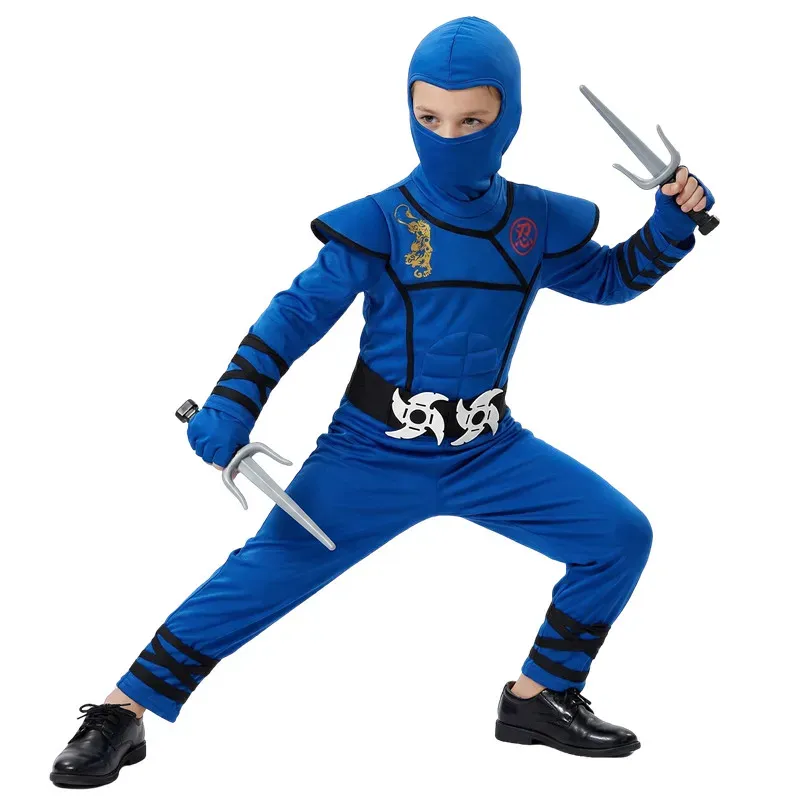 Kids Black & Blue Ninja Costume Set 2