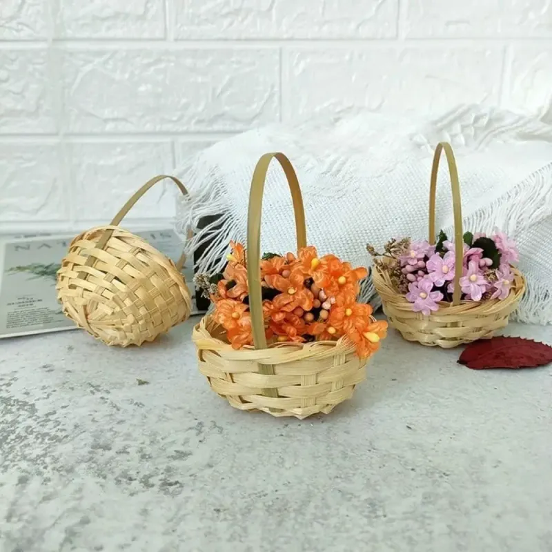 Mini Braid Flower Basket with Handle 5