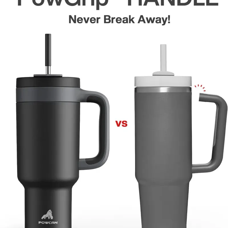 40 oz Tumbler with Handle, 2-in-1 Straw and Sip Lid, Leakproof, Dishwasher Safe, Insulated Stainless Steel Travel Coffee Mug, Keeps Cold 34 Hours, Fits Car Cup Holder 3