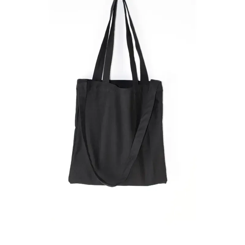 Large Black Canvas Student Handbag 6