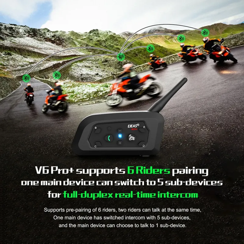 EJEAS V6 PRO+ Motorcycle Bluetooth Intercom 5