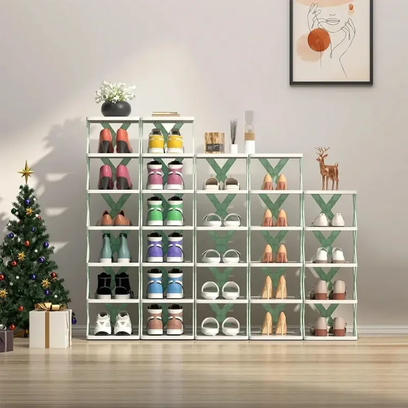 Vertical Narrow Wooden Shoe Rack 3
