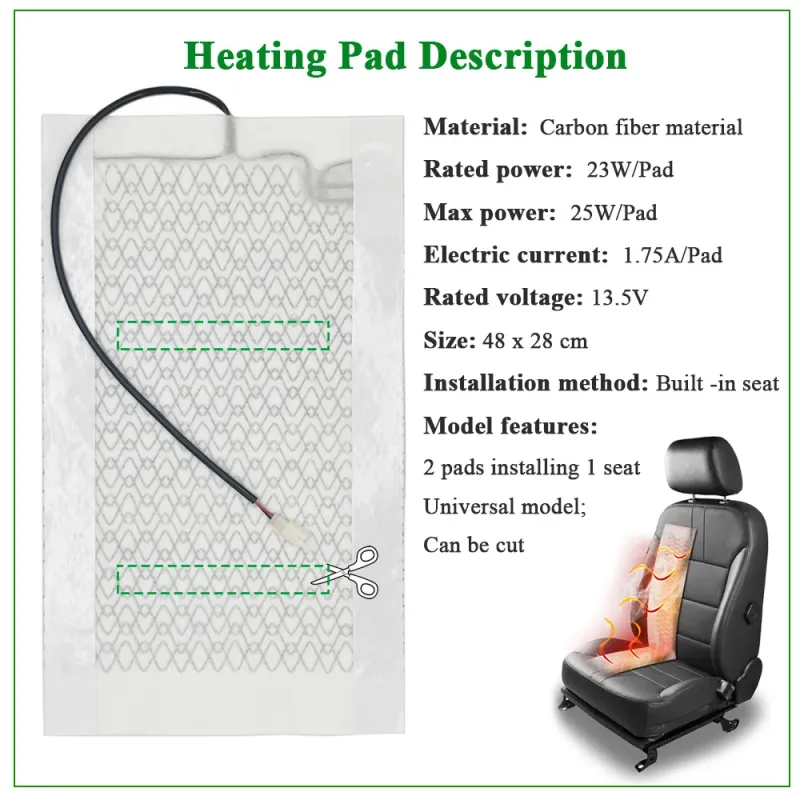 2-Seat Carbon Fiber Car Seat Heater Kit 3