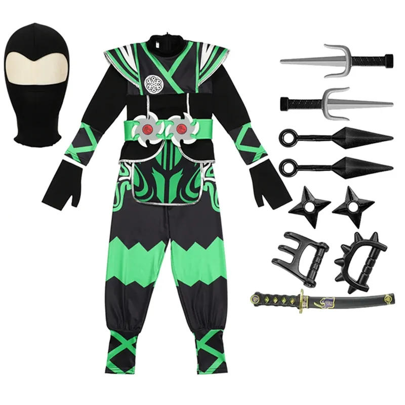 Green Ninja Kids Costume 9PC Set 4