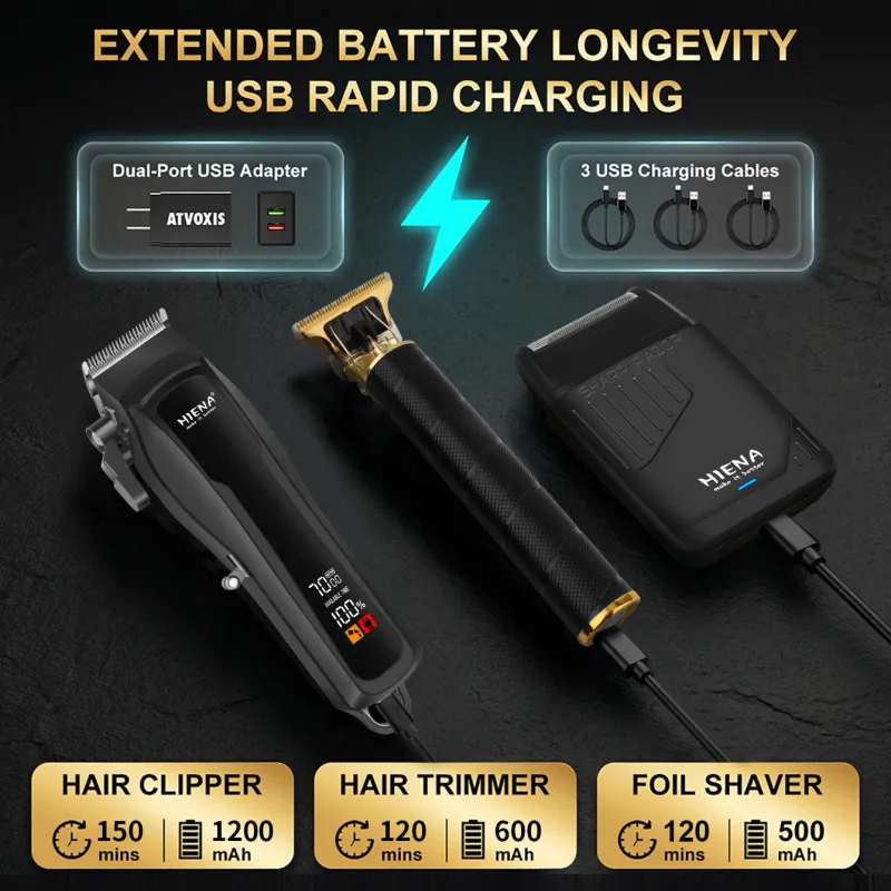 HIENA 3-in-1 Cordless Hair Clipper & Shaver Kit 5