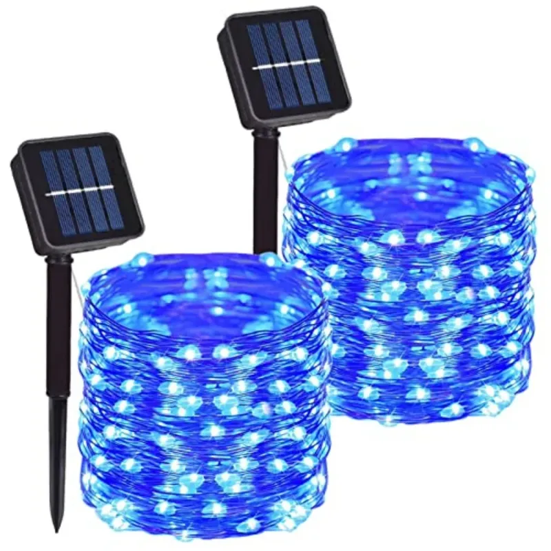 Загальний 00 LED 66‑футовий сонячний мідний дротовий ланцюг світильників для зовнішнього використання, водостійкий, 8 режимів, казкові гірлянди для саду, патіо та вечірки 1