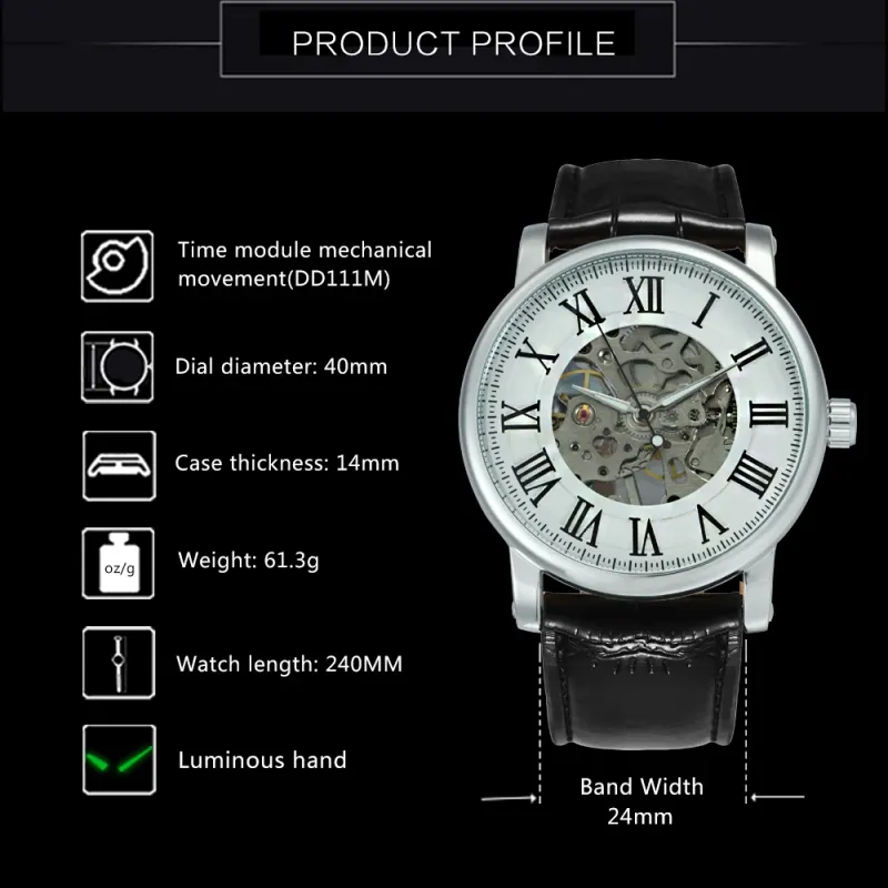 WINNER Men's Skeleton Dress Watch 4