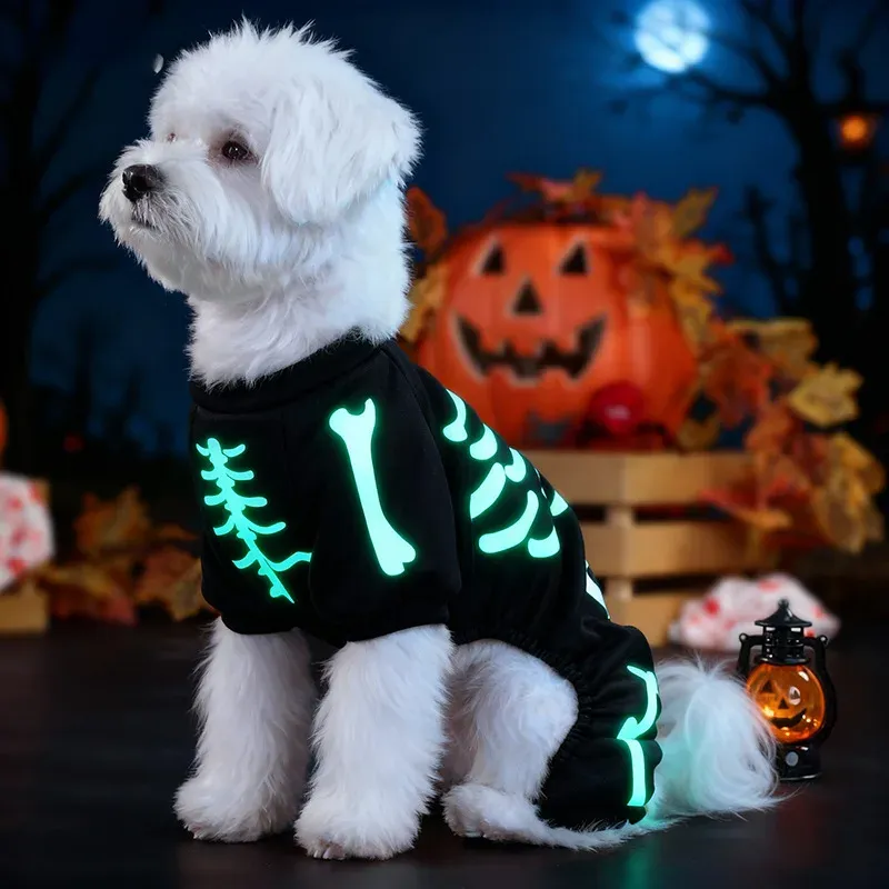 Skull Bone Halloween Dog Jumpsuit 3