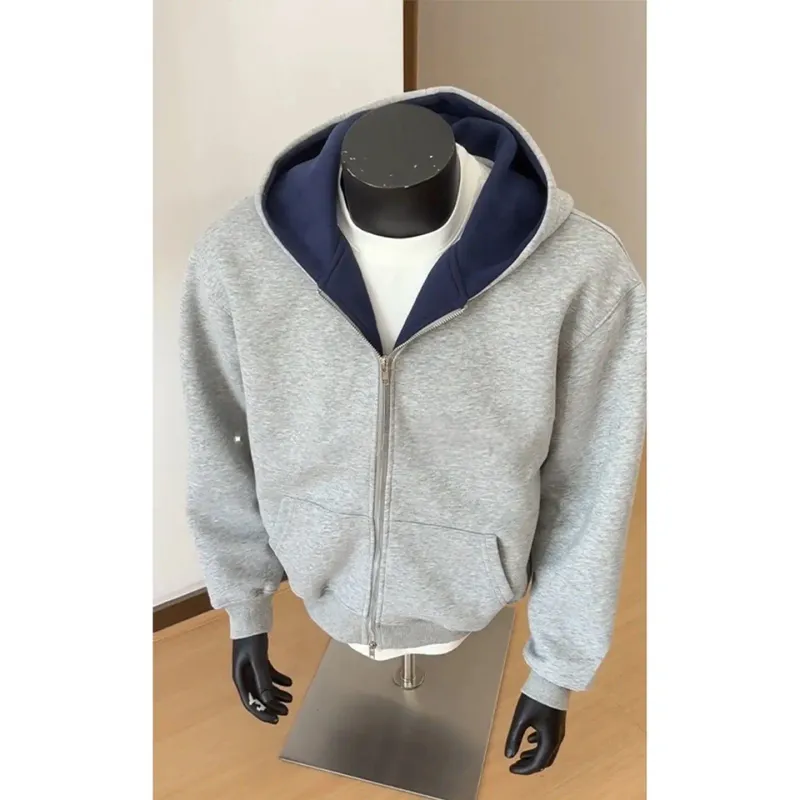 Men's Double Zipper Hooded Cardigan 1