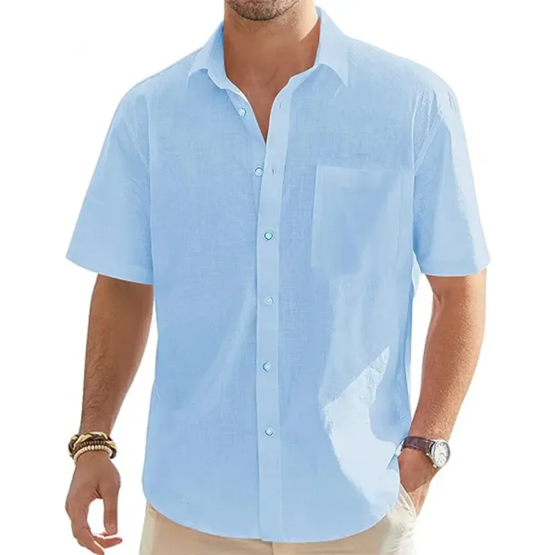 Men's Cotton Linen Short Sleeve Shirt 5