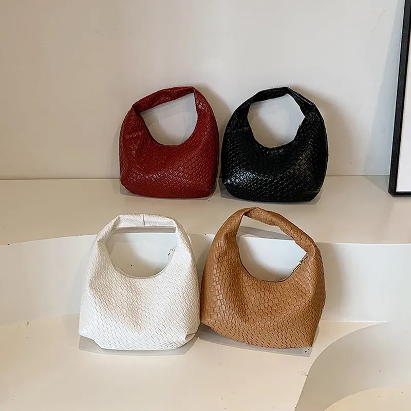 Woven Embossed PU Leather Hobo Bag 6