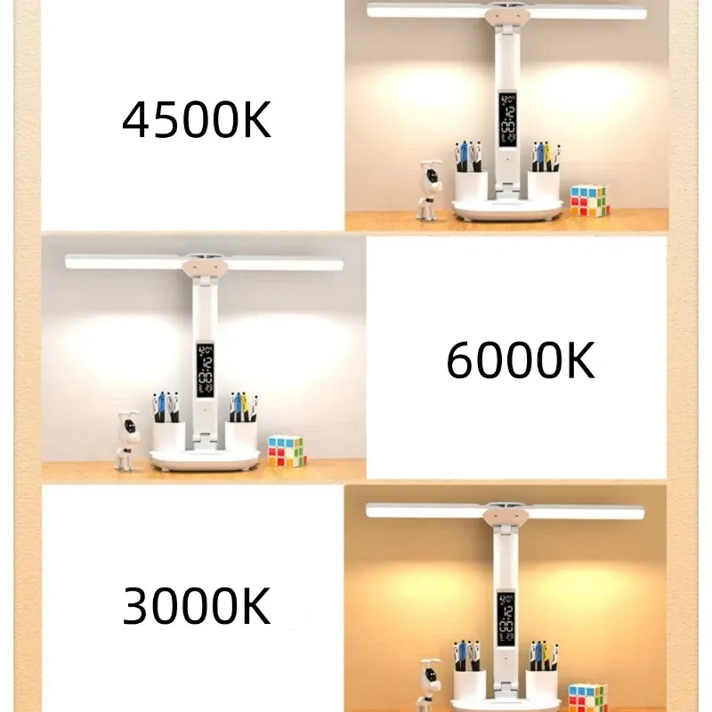 Dual Head LED Clock Desk Lamp 5