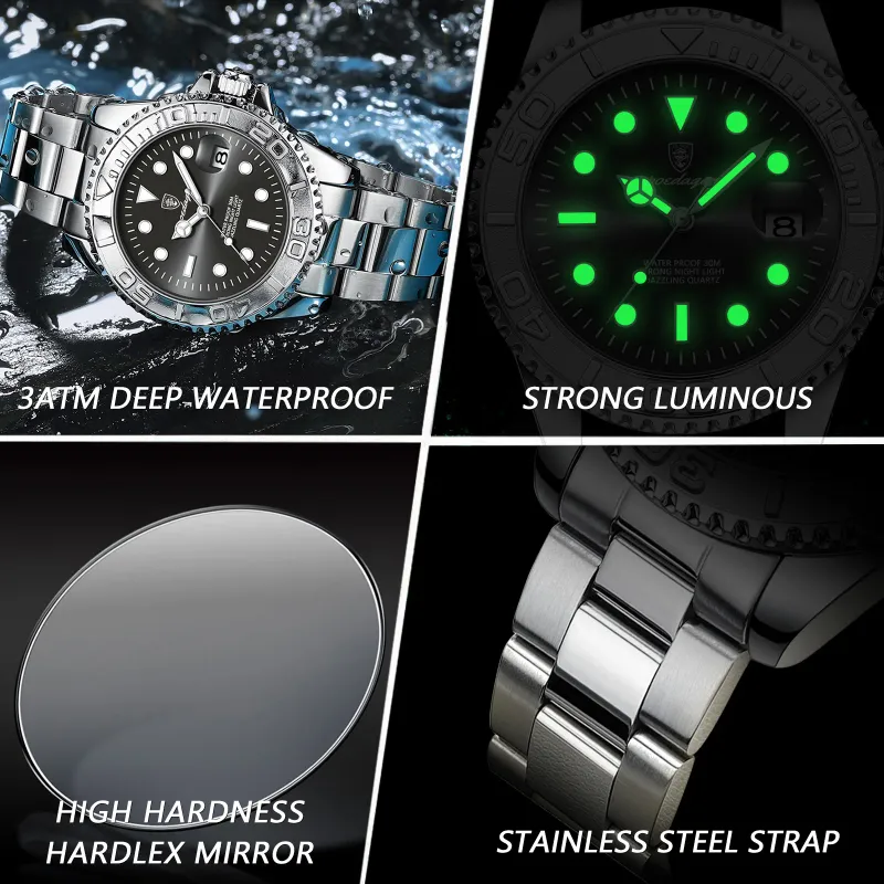 POEDAGAR Luxury Steel Men's Quartz Watch 3