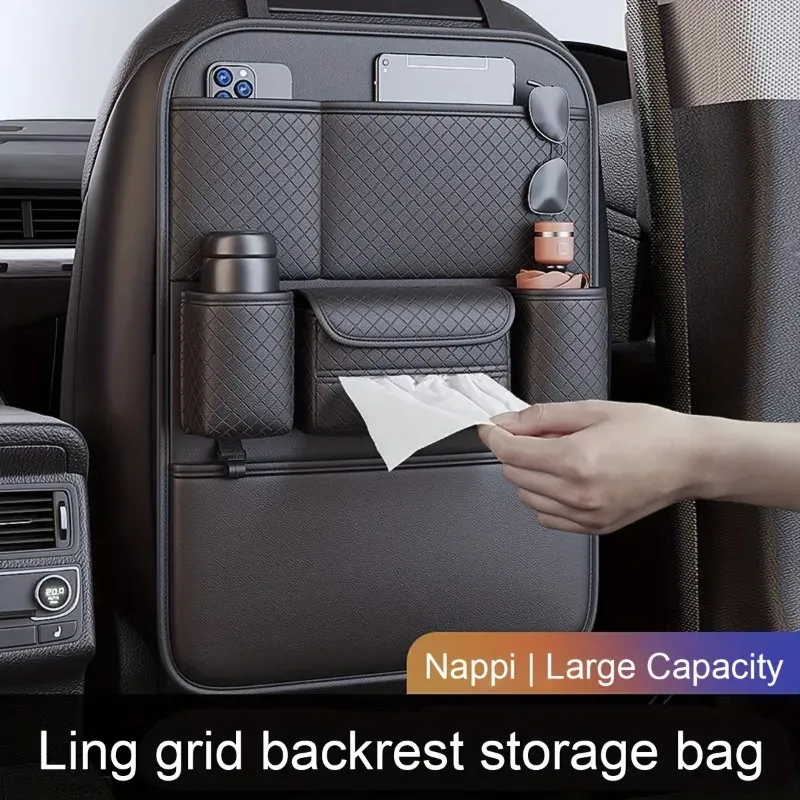 Luxury Faux Leather Car Seat Organizer 5