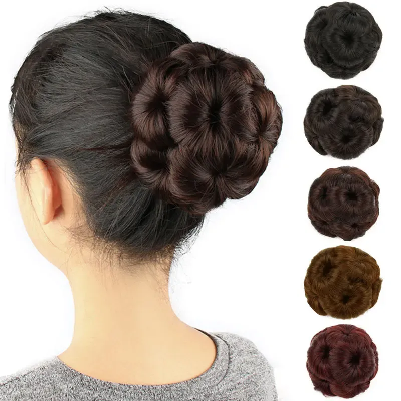 Synthetic Hair Bun Set with Claw Clip 1