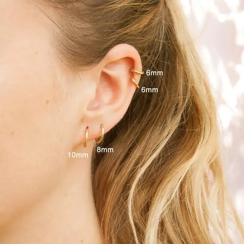 Gold Plated Huggies Earrings Set 4-Pair 2
