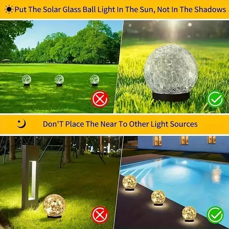 Сонячна LED лампа у вигляді скляної кулі з тріщинами 2