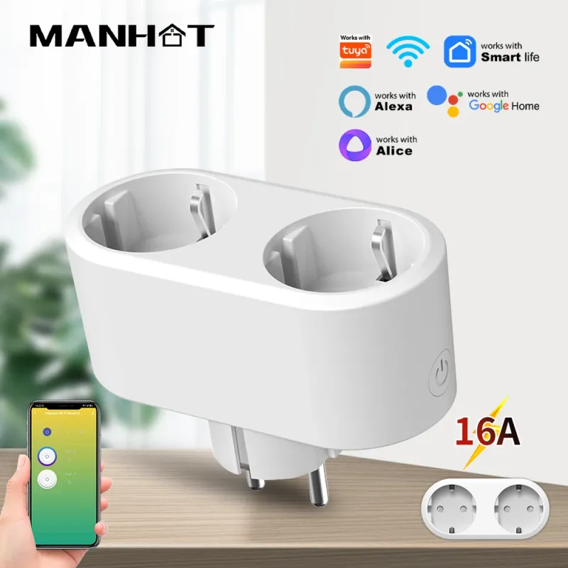 WiFi Smart Plug Dual Outlet 16A EU 1