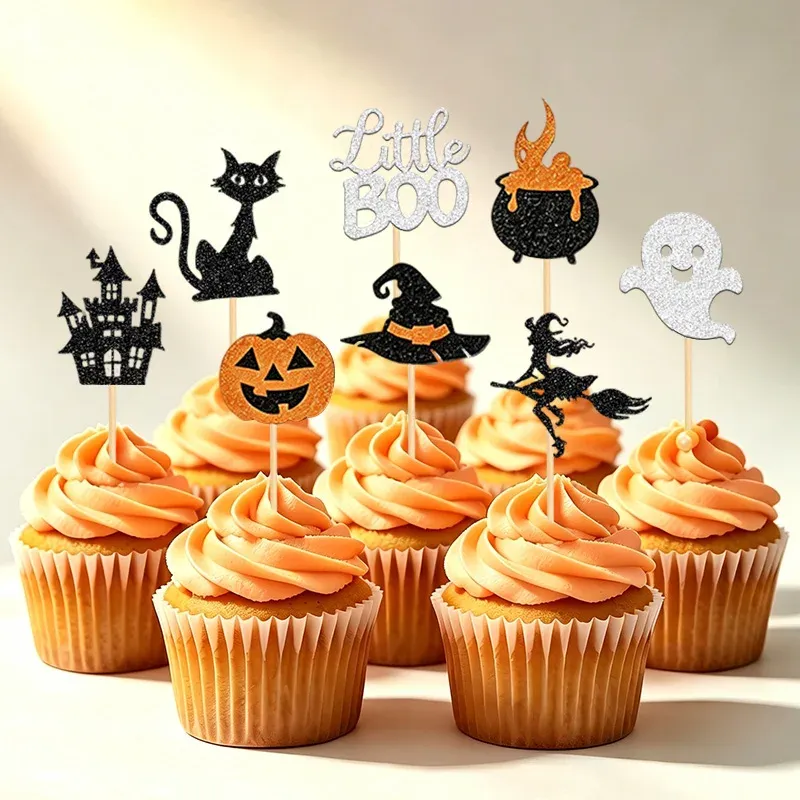 Halloween Glitter Cupcake Toppers 24Pcs 4