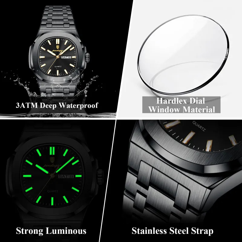 POEDAGAR Luxury Square Men's Watch 4