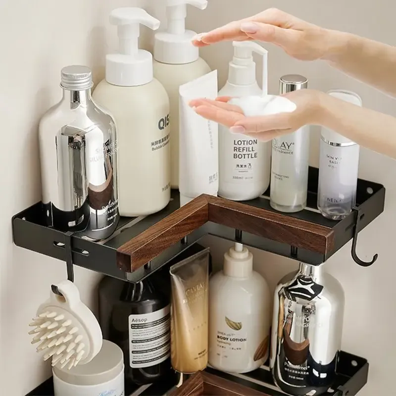 Walnut Corner Bathroom Shelf 4