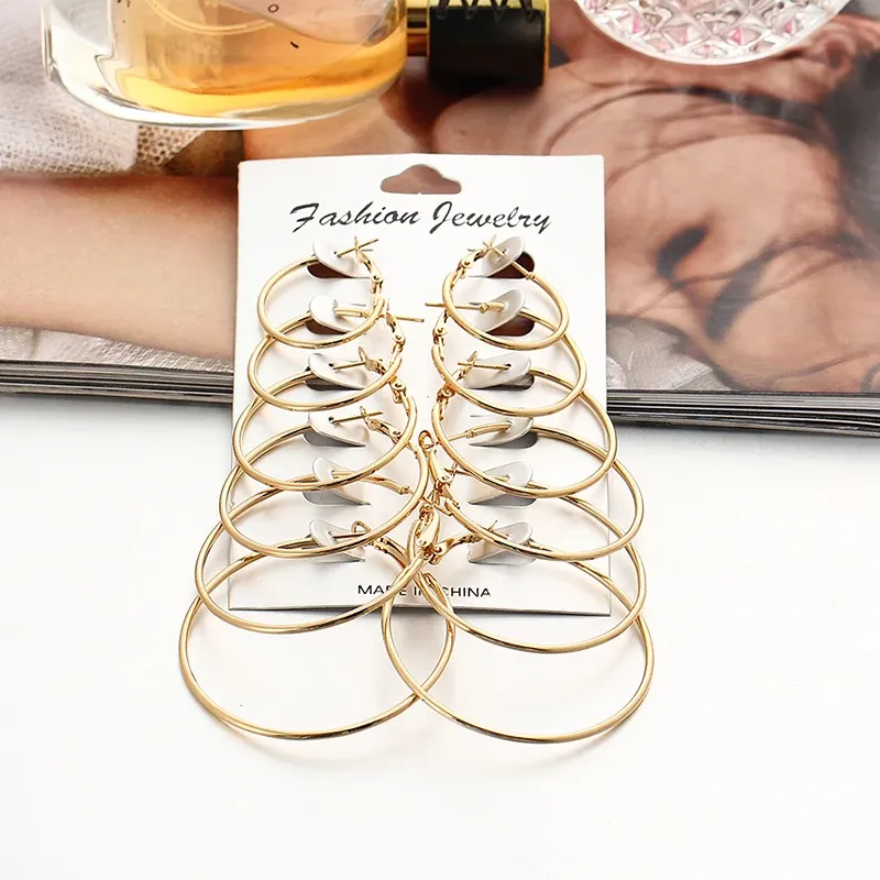 6-Pair Gold & Silver Hoop Earrings Set 1