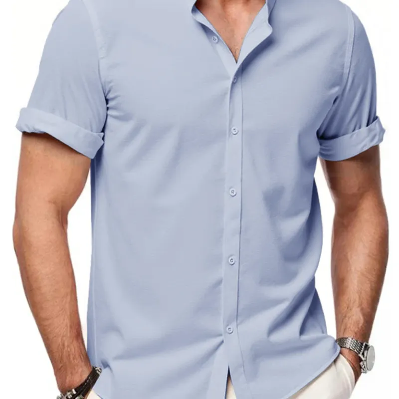 Men's Linen Stand Collar Summer Shirt 2