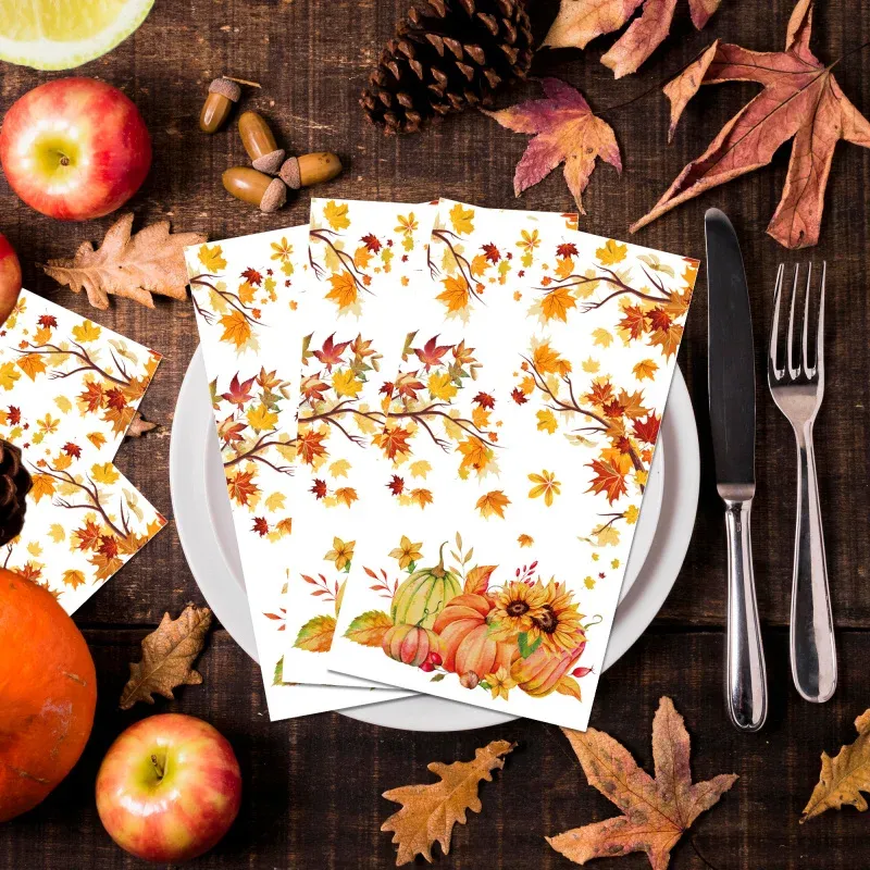 Thanksgiving Maple Leaf Pumpkin Napkins 6
