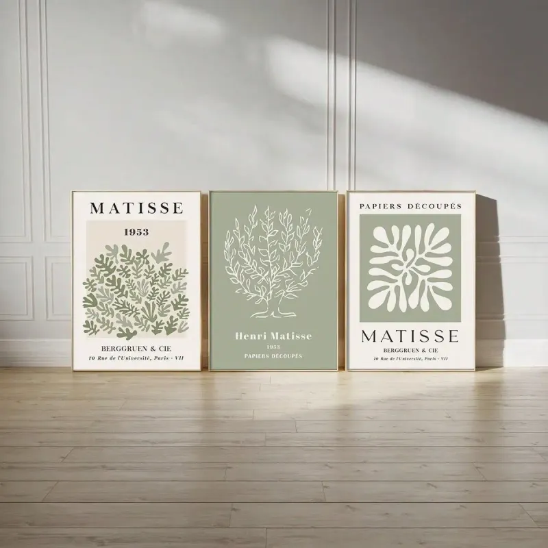 Sage Green Matisse Wall Art Set 6