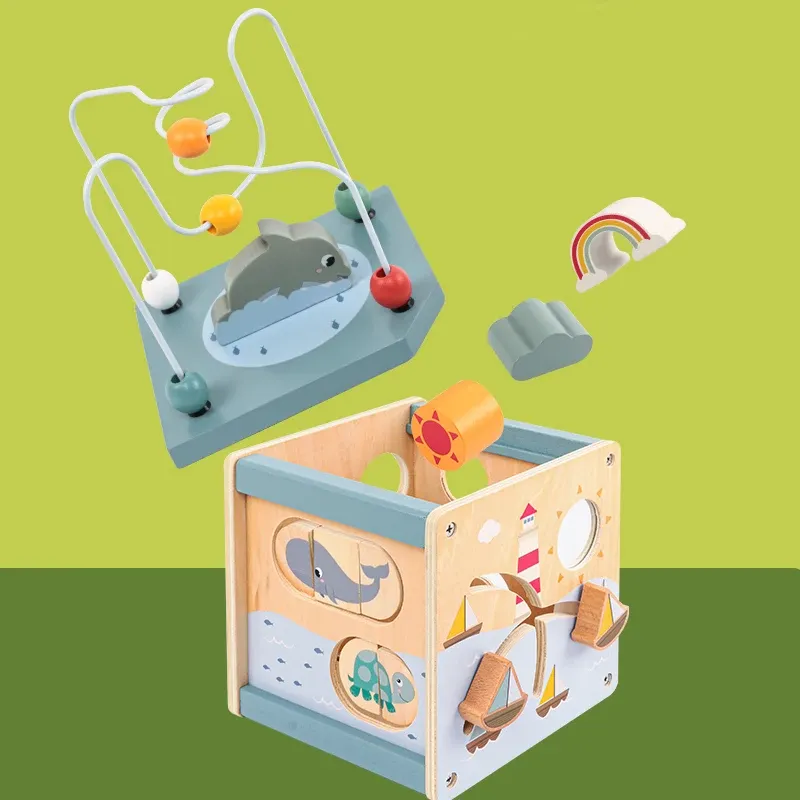 5-in-1 Wooden Activity Cube for Toddlers 5
