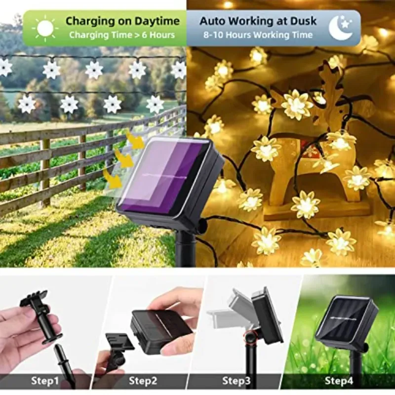 Solar Flower Fairy Lights - 50 LED 4