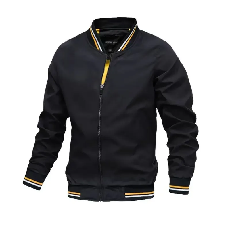 Men's Black Slim Fit Bomber Jacket 4
