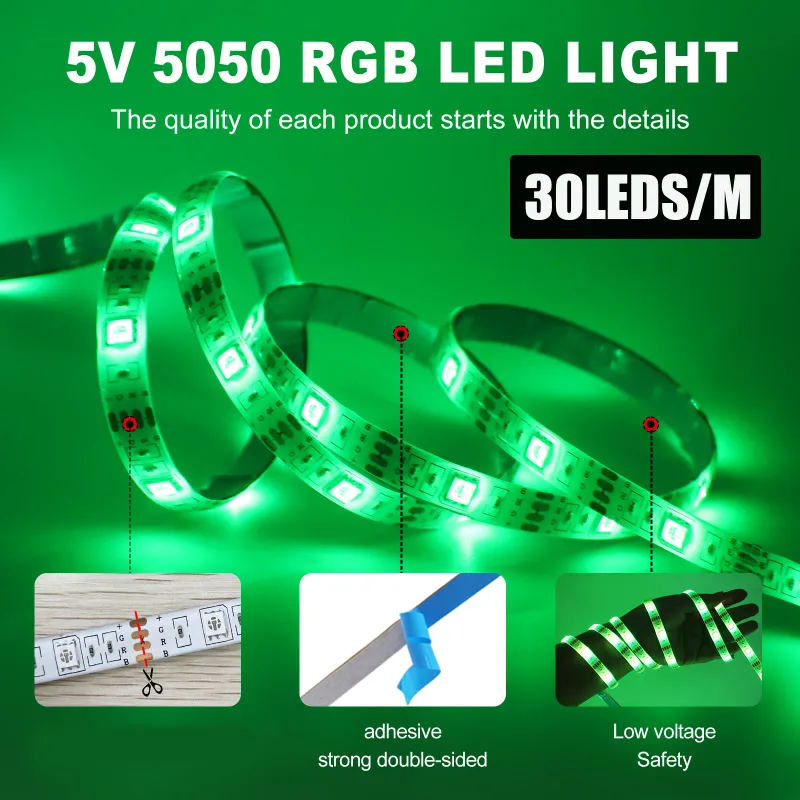 RGB LED Strip Kit USB 5V Music Sync 3