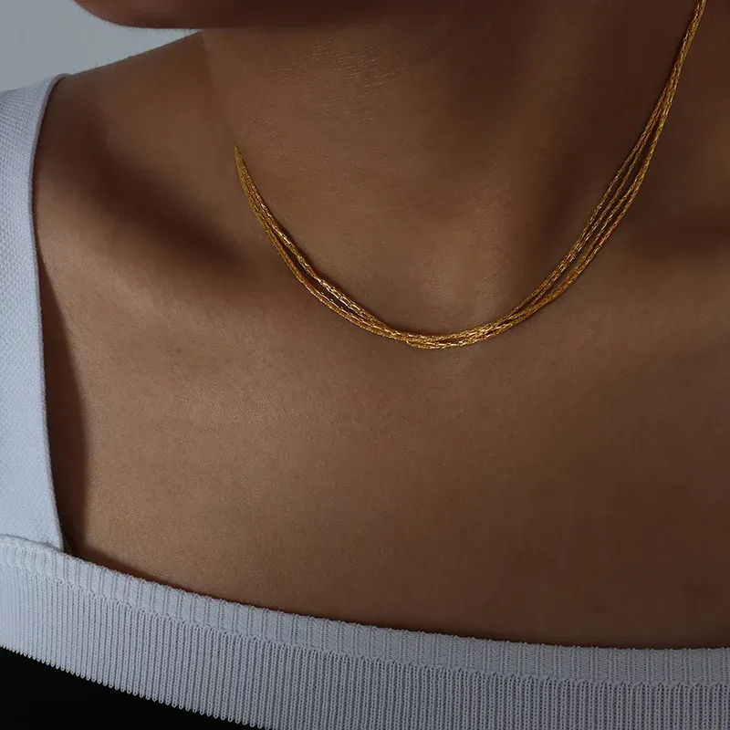 18k Gold Plated Multi-Layer Choker Necklace 3