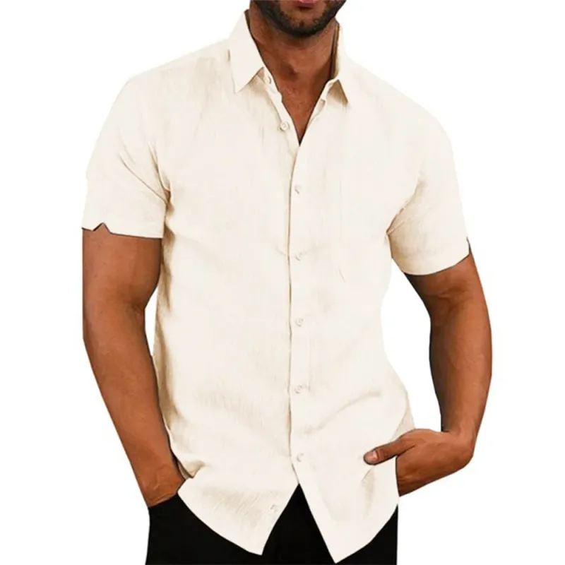Cotton Linen Men's Casual Beach Shirt 3