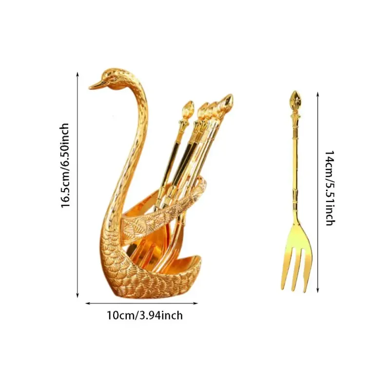 Luxury Swan Dessert Utensil Set 6