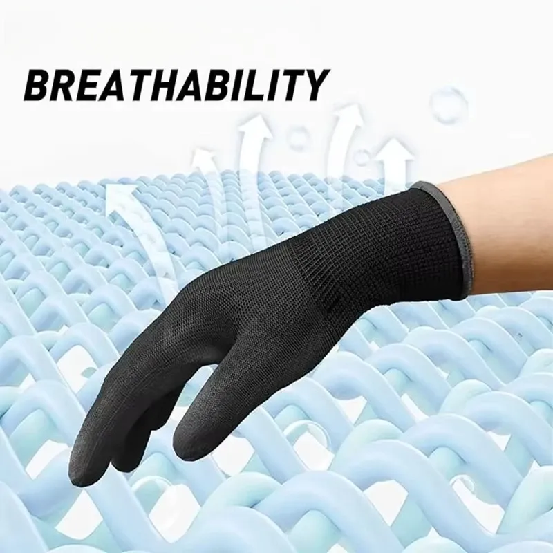 Black PU Coated Work Gloves Multi-Pack 4
