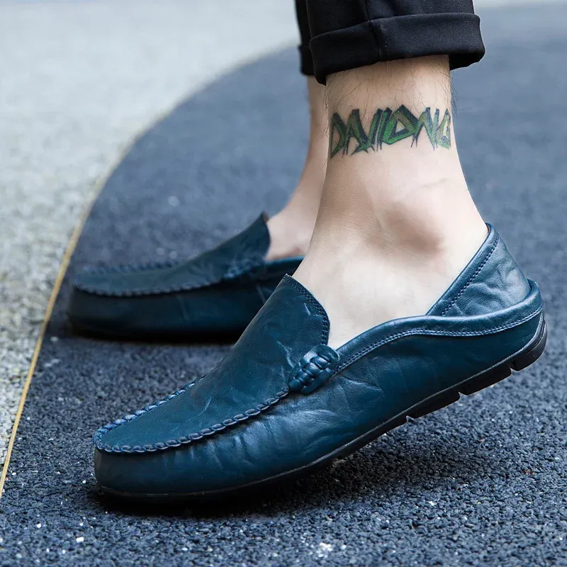Men's Leather Loafers Slip-On Boat Shoes 2
