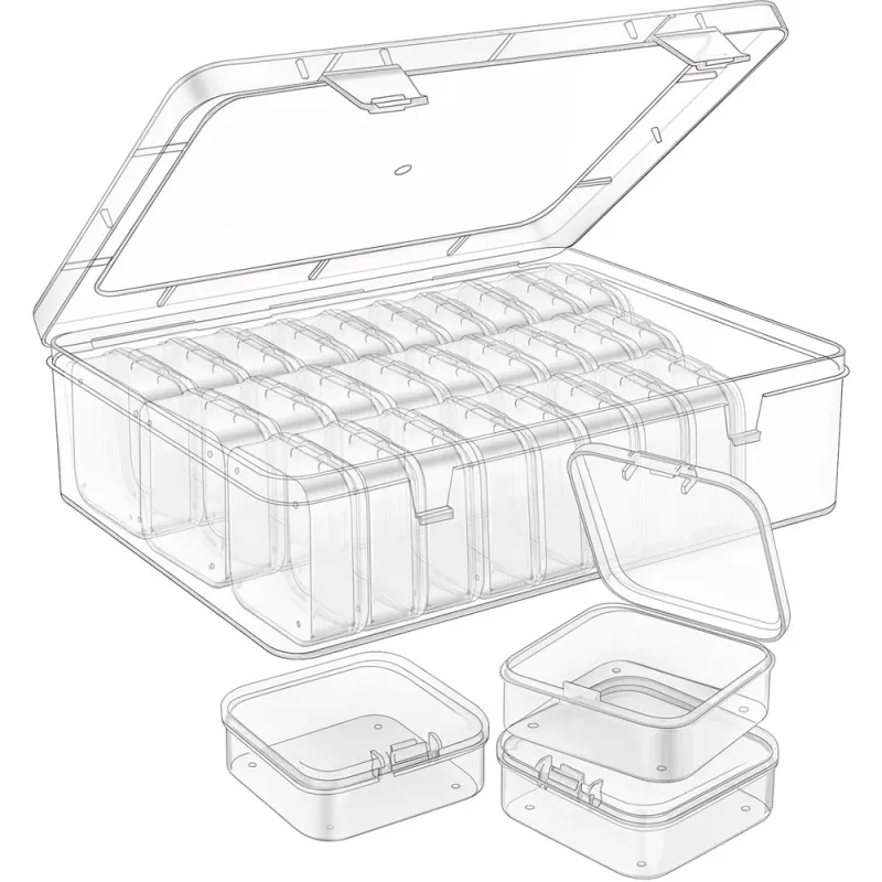 Bead Organizer Box 31Pcs Small Bead Organizers Storage Plastic Cases Mini Clear Bead Storage Containers Boxes with Hinged Lid 1