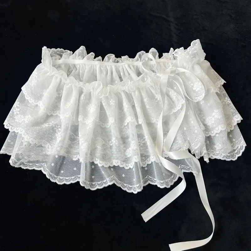 Korean Lace Layered Gauze Mini Skirt 1