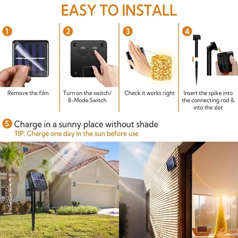 Solar Fairy Lights - 8 Modes Waterproof 6