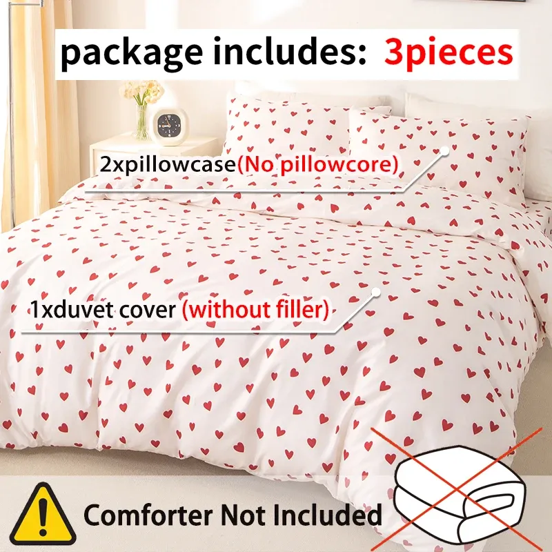 Red Heart Duvet Cover Set 3-Piece 3