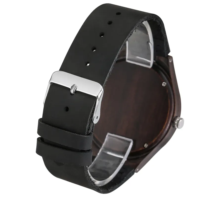 Classic Ebony Wood Quartz Men's Watch 3