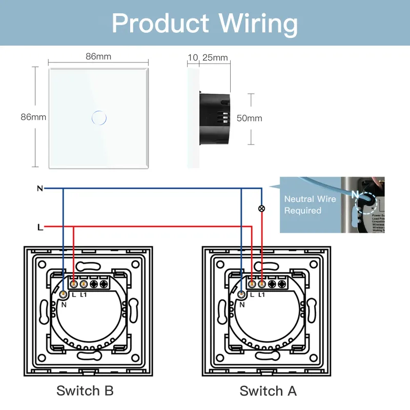 BSEED Tuya WiFi Smart Touch Switches 2-Pack 6